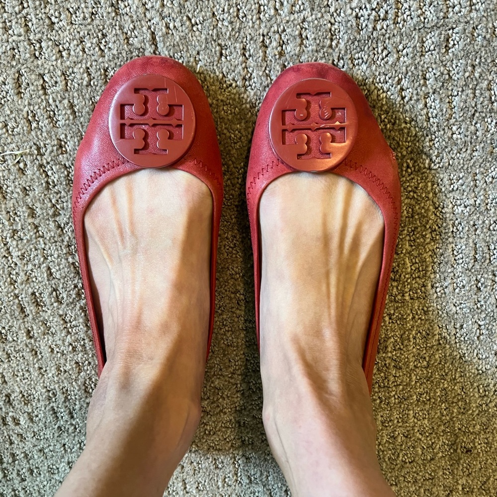 Red leather Tory Burch